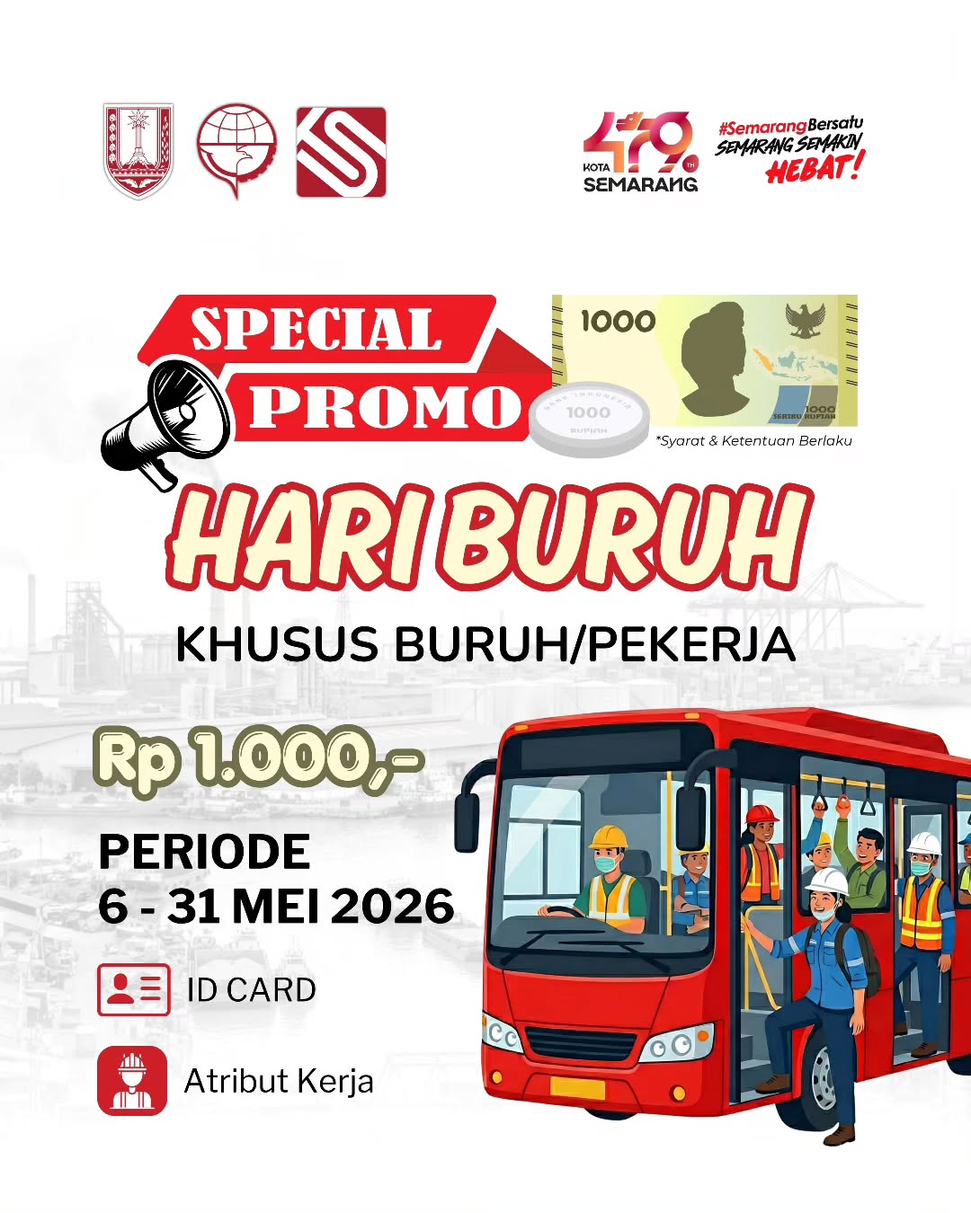 peringati hari buruh, tarif tran semarang hanya seribu rupiah