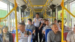 uji coba bus listrik di kota Semarang