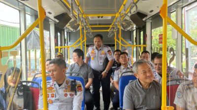 uji coba bus listrik di kota Semarang